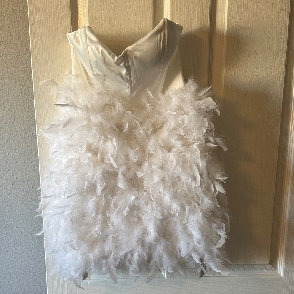 Elegant White Feathered Dress